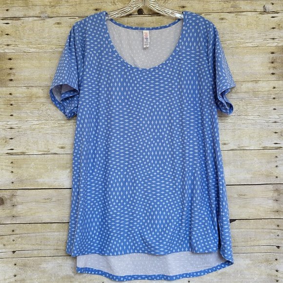 EUC LuLaRoe XL Classic T - Leggings Material Blue on Blue Diamond Swirl Pattern - Picture 1 of 6